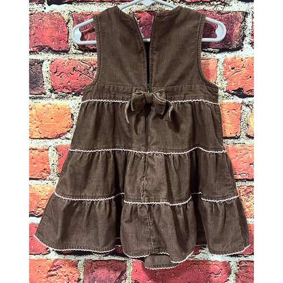 Gymboree Brown Corduroy Sleeveless Dress Girls Size 2T Ruffle - Picture 3 of 4